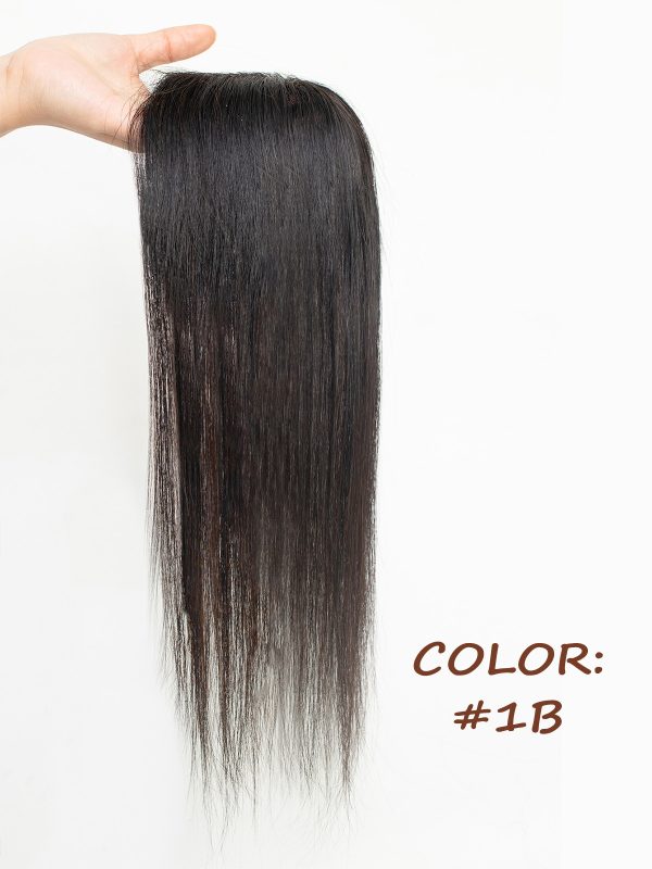 100% Real Human Hair Toppers for Women Clip in Real Hairpieces, Breathable MONO Base for Covering Grayish Thinning Hair 1B Black