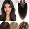 100% Real Human Hair Toppers for Women Clip in Real Hairpieces, Breathable MONO Base for Covering Grayish Thinning Hair 1B Black