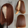 13x4 Short Brown Wigs Silky Straight Hair Invisible HD Lace Front Bob Wigs Chocolate Brown  Blunt Cut Straight Frontal Bob Wigs