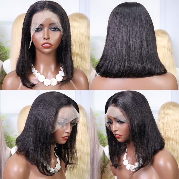 14inch Bob Natural Wig 13x4 Lace Front Wig Straight 200%Density Transparent Lace Frontal Wig Brazilian Lace Front Human Hair Wig