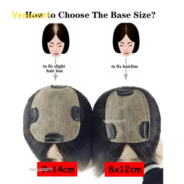 8X12cm Silk Skin Base Topper Virgin Human Hair Piece with Clips In  18