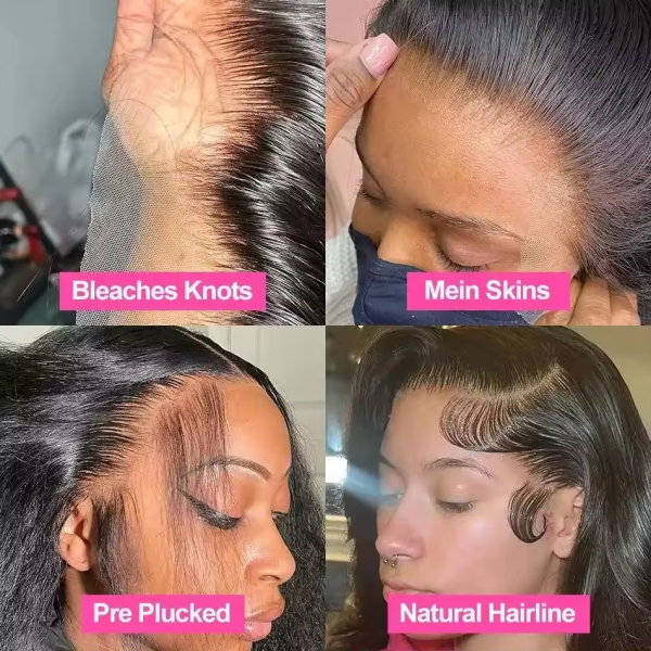 14inch Bob Natural Wig 13x4 Lace Front Wig Straight 200%Density Transparent Lace Frontal Wig Brazilian Lace Front Human Hair Wig