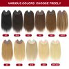 V-Part Human Hair Toppers For Women Breathable Lace Base Blonde Highlight Invisible 4 Clips Hairpiece With Thinning Hair 16Inch