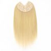 V-Part Human Hair Toppers For Women Breathable Lace Base Blonde Highlight Invisible 4 Clips Hairpiece With Thinning Hair 16Inch