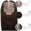 100% Real Human Hair Toppers for Women Clip in Real Hairpieces, Breathable MONO Base for Covering Grayish Thinning Hair 1B Black