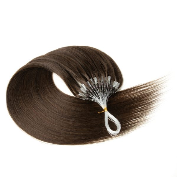 Micro Loop Hair Extensions Human Hair Fusion Hair Machine-Remy Natural Straight Keration Ring Fishing Line Extension 12-24inch