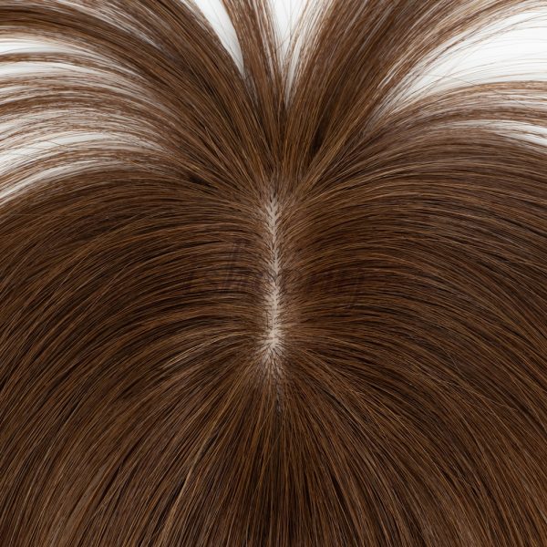 20cm Human Hair Topper with 5x9cm Base Net Natural Look Straight Hairpiece Seamless Blending to Hide Bald Spots or White Hair