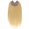 V-Part Human Hair Toppers For Women Breathable Lace Base Blonde Highlight Invisible 4 Clips Hairpiece With Thinning Hair 16Inch