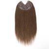 V-Part Human Hair Toppers For Women Breathable Lace Base Blonde Highlight Invisible 4 Clips Hairpiece With Thinning Hair 16Inch