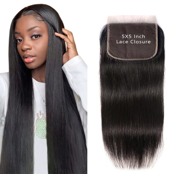 Brazilian 360 Straight Full Lace Frontal Closure 2×6 4×4 Closure Remy Human Hair Closure 13×4 Transparent Lace Natural Color
