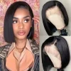 Bob Wig Human Hair Lace Front Wig Human Hair 100% Transparent 13x6 13x4 Bone Straight Lace Frontal Bob Wigs 14Inch Natural Black