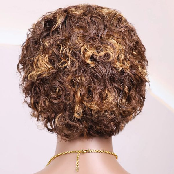 Hightlght Curly Pixie Cut Wig 4/27 Honey Blonde Short Curly Lace Front Human Hair Wigs 13x1 Water Wave Bob Wigs Human Hair 100%