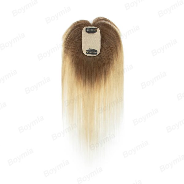 Natural Human Hair Toppers for Women Daily 360° Toppers for Thinning Hair Bangs 20 25 30 35cm Brown Roots & Blonde Hair Toppers