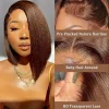 16Inch Chocolate Brown Straight Bob Wig 13X4 Lace Frontal Wig Natural Hairline Lace Front  Short Wig Human Hair 100% Pre Plucked