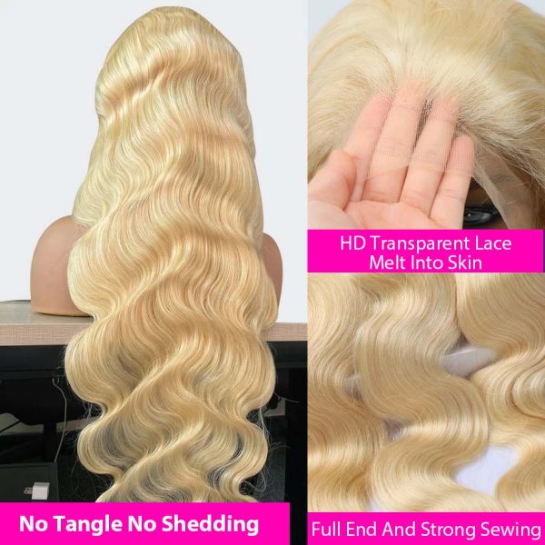 13x6 Body Wave 38Inch 613 Honey Blonde  Lace Frontal Human Hair Wig 200Density Brazilian Color 13x4 Lace Front Wig For Women