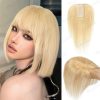 Natural Human Hair Toppers for Women Daily 360° Toppers for Thinning Hair Bangs 20 25 30 35cm Brown Roots & Blonde Hair Toppers