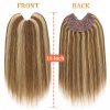V-Part Human Hair Toppers For Women Breathable Lace Base Blonde Highlight Invisible 4 Clips Hairpiece With Thinning Hair 16Inch