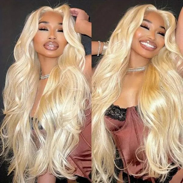 613 Lace Frontal Wig Honey Blonde Color Body Wave 24Inch Transparent Lace Front Human Hair Wigs Pre Plucked 13x6 For Black Women