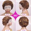 Hightlght Curly Pixie Cut Wig 4/27 Honey Blonde Short Curly Lace Front Human Hair Wigs 13x1 Water Wave Bob Wigs Human Hair 100%