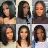 Bob Wig Human Hair Lace Front Wig Human Hair 100% Transparent 13x6 13x4 Bone Straight Lace Frontal Bob Wigs 14Inch Natural Black