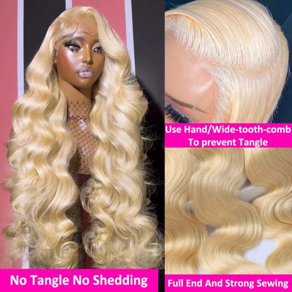 13x6 Body Wave 38Inch 613 Honey Blonde  Lace Frontal Human Hair Wig 200Density Brazilian Color 13x4 Lace Front Wig For Women