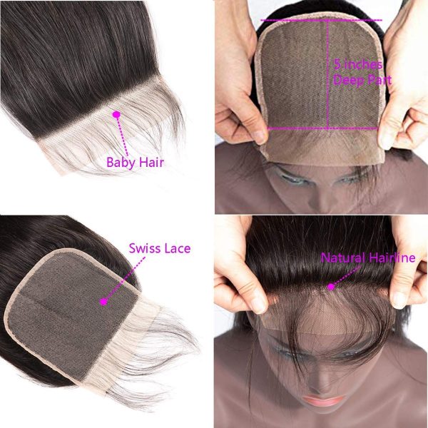 Brazilian 360 Straight Full Lace Frontal Closure 2×6 4×4 Closure Remy Human Hair Closure 13×4 Transparent Lace Natural Color