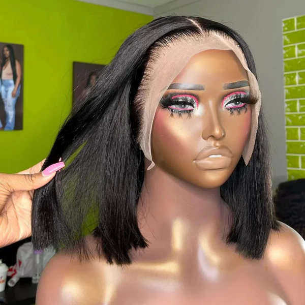 Bob Wig Lace Front Human Hair Wigs Black Straight 200%Density Lace Front Wigs Human Hair 13x4 Lace Short Wig Human Hair 100%