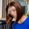 Chocolate Brown Bob Wig 200% Density 10-16Inch 13x4 HD Transparent Lace Front Human Hair Straight Bob Wig Human Hair 100%