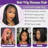 13x4 Short Straight Bob Wig Human Lace Transparent 180%Density Frontal Hair Bob Wig PrePlucked Lace Front Human Hair Wigs 14Inch