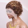 Hightlght Curly Pixie Cut Wig 4/27 Honey Blonde Short Curly Lace Front Human Hair Wigs 13x1 Water Wave Bob Wigs Human Hair 100%