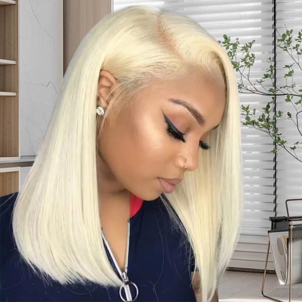 13x6 HD Transparent 613 Blonde Lace Bob Wigs 200% Straight 18Inch Brazilian Wig HD Transparent Lace Frontal Human Hair Wig