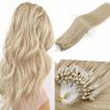 Micro Loop Hair Extensions Human Hair Fusion Hair Machine-Remy Natural Straight Keration Ring Fishing Line Extension 12-24inch