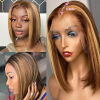 Bob Straight Wig Highlight Ombre 200%Density 13x4 HD Lace Front Wigs 4/27 Honey Blonde Brazilian Wig Human Hair 100% Pre Plucked