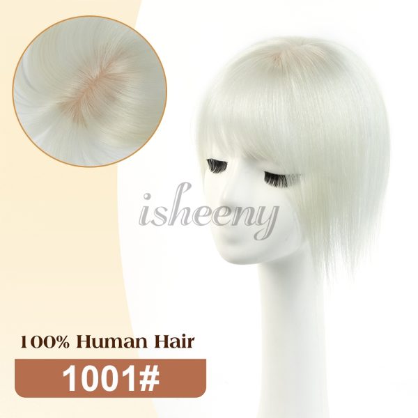 20cm Human Hair Topper with 5x9cm Base Net Natural Look Straight Hairpiece Seamless Blending to Hide Bald Spots or White Hair