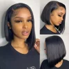 13x4 Short Straight Bob Wig Human Lace Transparent 180%Density Frontal Hair Bob Wig PrePlucked Lace Front Human Hair Wigs 14Inch
