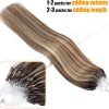 Micro Loop Hair Extensions Human Hair Fusion Hair Machine-Remy Natural Straight Keration Ring Fishing Line Extension 12-24inch