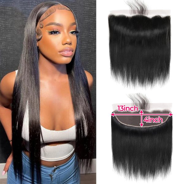 Brazilian 360 Straight Full Lace Frontal Closure 2×6 4×4 Closure Remy Human Hair Closure 13×4 Transparent Lace Natural Color
