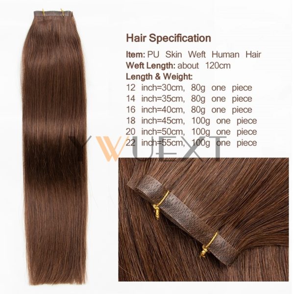 Long Tape Weft Human Hair Extensions 12