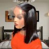 Bob Wig Human Hair Lace Front Wig Human Hair 100% Transparent 13x6 13x4 Bone Straight Lace Frontal Bob Wigs 14Inch Natural Black