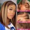 Highlight Wig Human Hair Bob Wig 4/27 Short Straight Bob Wig Lace Front Human Hair Wigs Piano Color Cheap Wig On Clearance Sale