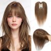 Natural Human Hair Toppers for Women Daily 360° Toppers for Thinning Hair Bangs 20 25 30 35cm Brown Roots & Blonde Hair Toppers