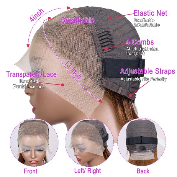 13x4 Short Brown Wigs Silky Straight Hair Invisible HD Lace Front Bob Wigs Chocolate Brown  Blunt Cut Straight Frontal Bob Wigs