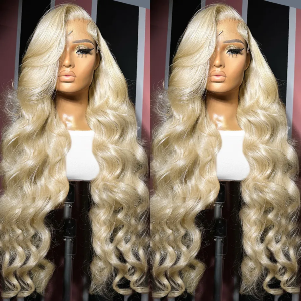 13x6 Body Wave 38Inch 613 Honey Blonde  Lace Frontal Human Hair Wig 200Density Brazilian Color 13x4 Lace Front Wig For Women