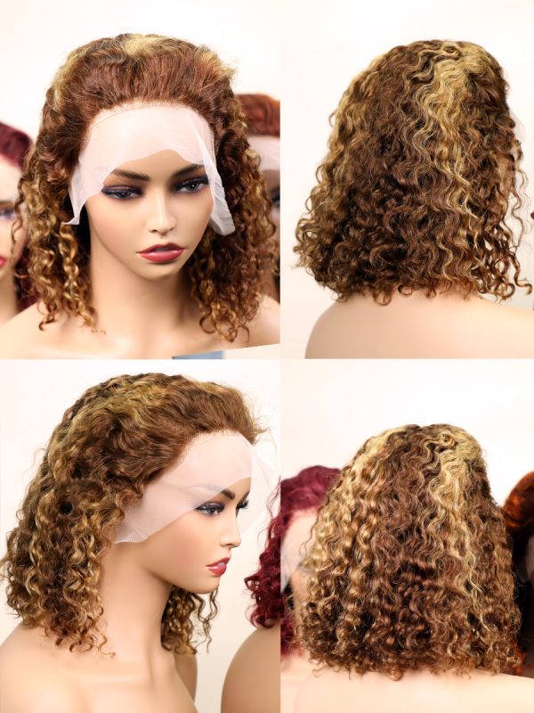 Water Wave Lace Front Wigs 250% Density Highlight Human Hair Wig Ombre Honey Blonde Colored 13x4 Lace Frontal Human Hair Wigs