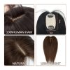 Natural Human Hair Toppers for Women Daily 360° Toppers for Thinning Hair Bangs 20 25 30 35cm Brown Roots & Blonde Hair Toppers