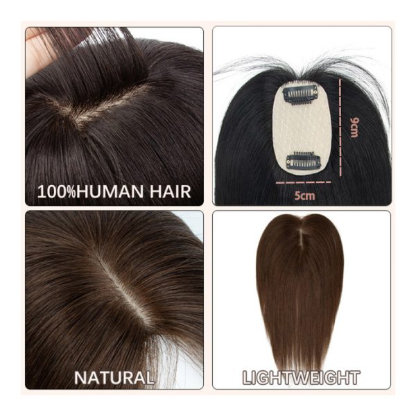 Natural Human Hair Toppers for Women Daily 360° Toppers for Thinning Hair Bangs 20 25 30 35cm Brown Roots & Blonde Hair Toppers