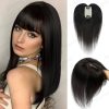 Natural Human Hair Toppers for Women Daily 360° Toppers for Thinning Hair Bangs 20 25 30 35cm Brown Roots & Blonde Hair Toppers