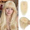 Natural Human Hair Toppers for Women Daily 360° Toppers for Thinning Hair Bangs 20 25 30 35cm Brown Roots & Blonde Hair Toppers
