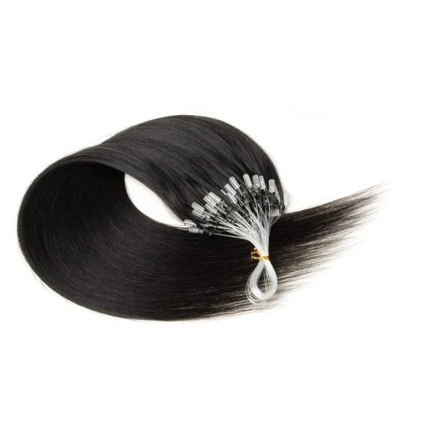Micro Loop Hair Extensions Human Hair Fusion Hair Machine-Remy Natural Straight Keration Ring Fishing Line Extension 12-24inch