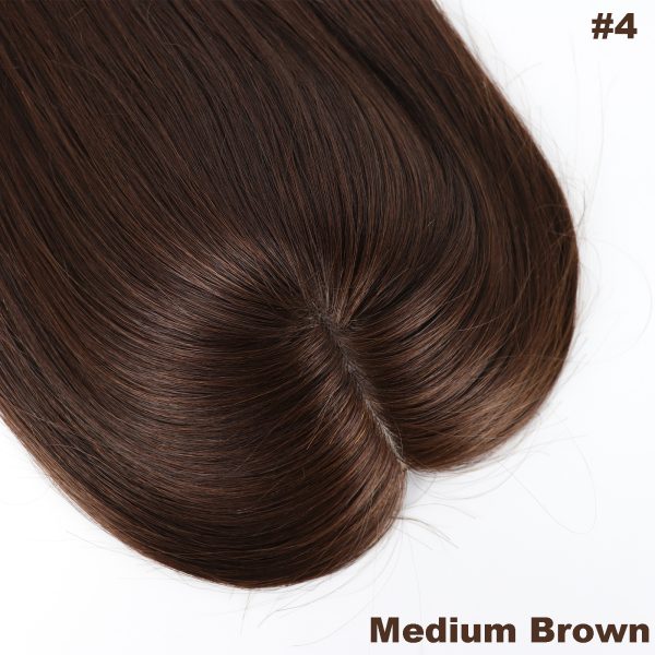 8X12cm Silk Skin Base Topper Virgin Human Hair Piece with Clips In  18